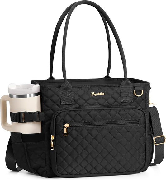 Lunch Box for Women Insulated Lunch Bag Quilted Soft Cooler Tote | 7 Pocket