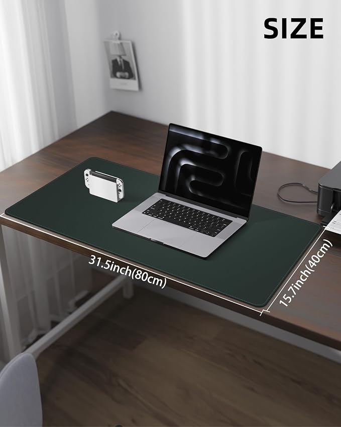 Leather Desk Pad Protector, Non-Slip PU Leather Blotter, Laptop Desk Pad