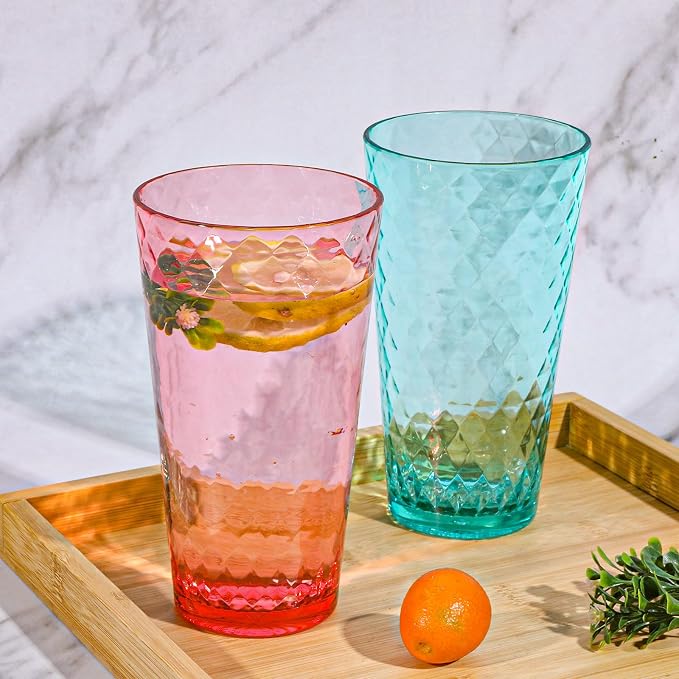 BPA-Free Plastic Tumblers 8 Pack | Reusable Dishwasher Safe | Stackable