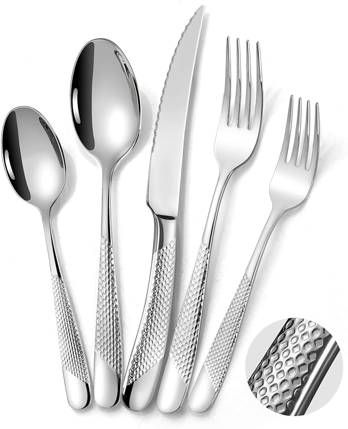 Hammered 30 Pieces Set Silverware Set