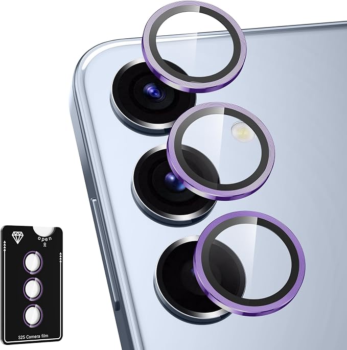 for Samsung Galaxy S25 Camera Lens Protector, Individual Metal Ring Tempered