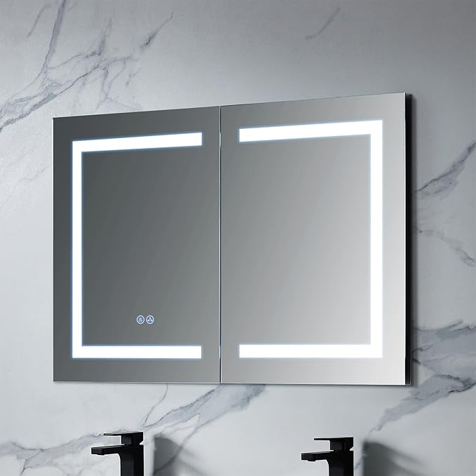 40x26 LED Lighted Bathroom Medicine Mirror Cabinet