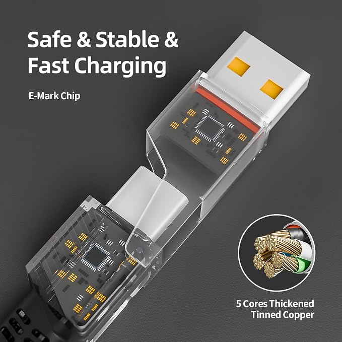 4 in 1 Charging Cable Fast Charging 65W, USB C Cable 4-in-1 USB Multi Charging