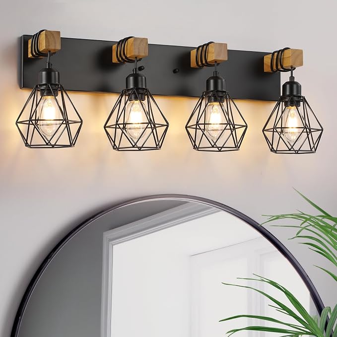 4 Light Farmhouse Vanity Light for Bathroom