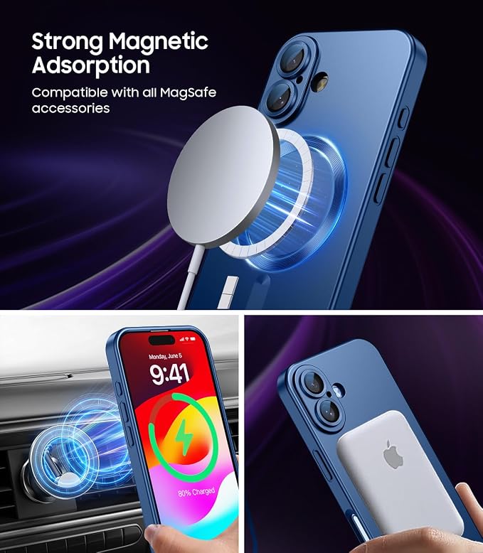 Magnetic for iPhone 16 Case Slim Soft Silicone Bumper Shockproof Metallic