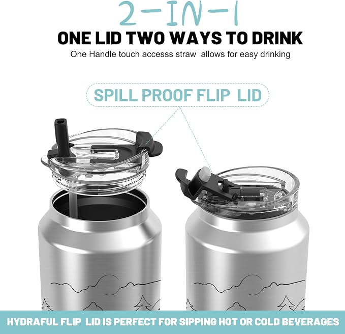 Hydraful 64 oz Tumbler with Handle and Straw