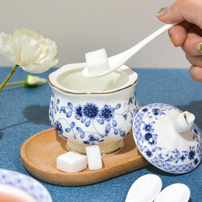 Bone China Tea Set, 21-Pieces Porcelain Tea Set