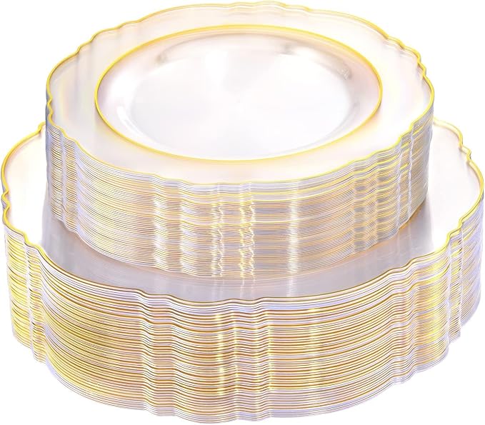 100pcs Clear Disposable Plastic Plates