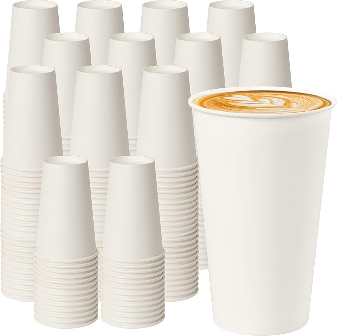 YEEHAW 16 oz 500 Pack White Disposable Paper Coffee Cups |