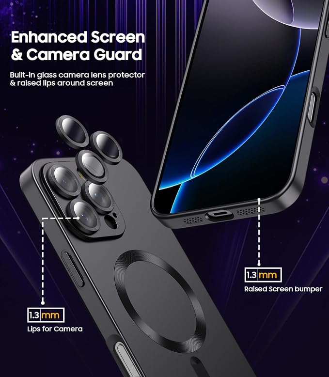 Magnetic for iPhone 16 Pro Case Slim Soft Silicone Bumper Shockproof Metallic