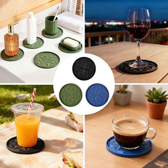 OIAHOMY 8 Pcs Coasters with Holder