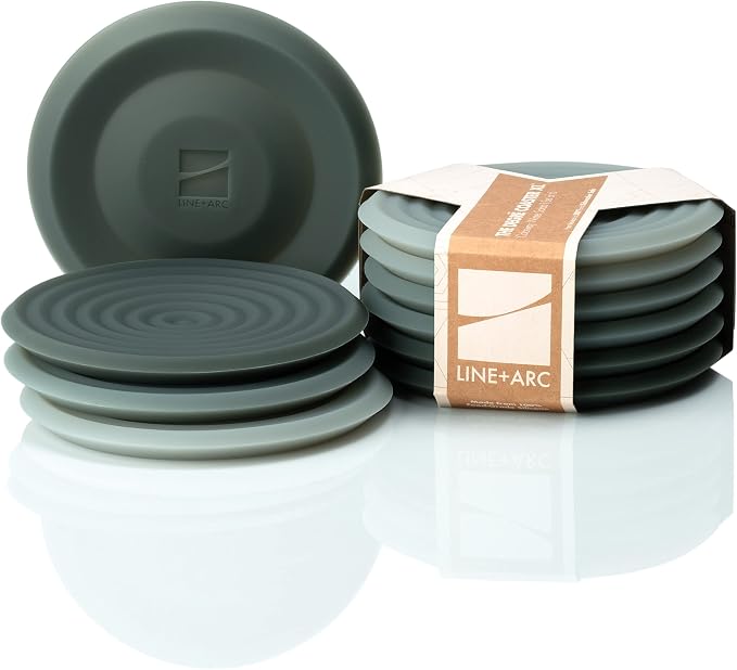 LINE+ARC Silicone Coasters feat. in NYT WireCutter (Winter Salad XL, 6 Pack |