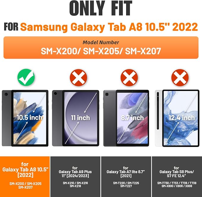 SEYMAC stock Case for Samsung Galaxy Tab A8 10.5'', Full-Body Drop Protection