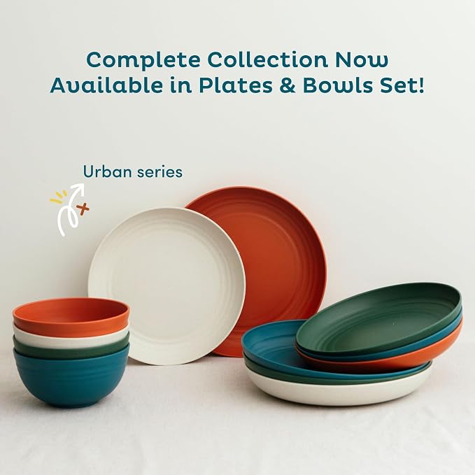 8-Pack Reusable Wheat Straw Plates Set