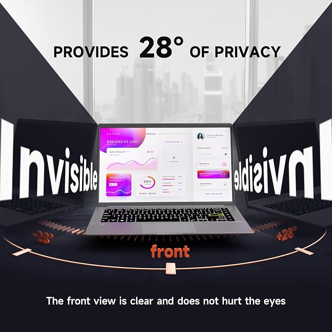 Mamol Laptop Privacy Screen 17.3 Inch, Anti Blue Light Glare Filter, Removable