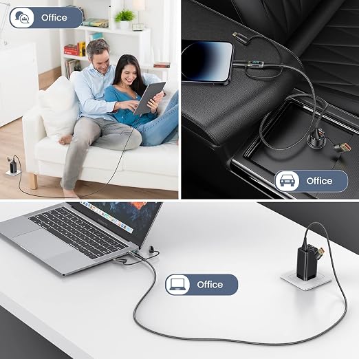 USB C to Multi Charging Cable, USAMS 100W 6.6FT 5A Type C to Type C Fast