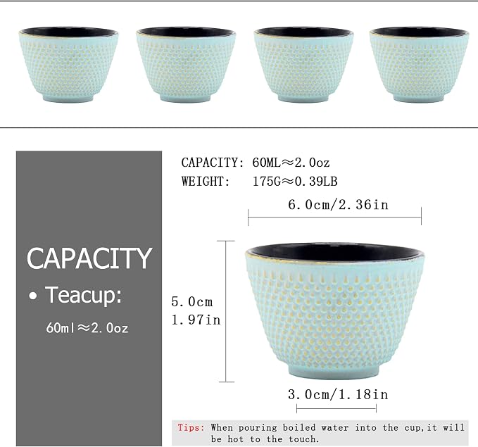 Japanese Cast Iron Tea Cups, Small and Heavy Teacups