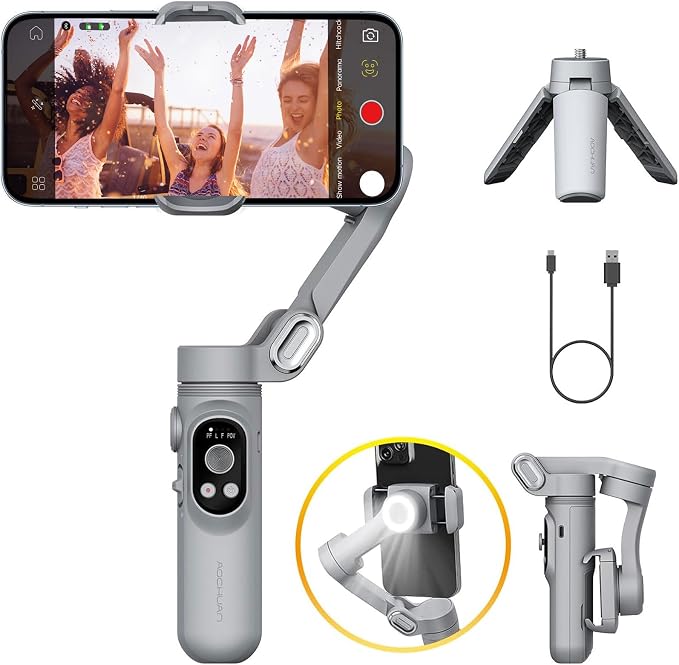 Gimbal Stabilizer for Smartphone w/LED Light Face Tracking Inception Timelapse