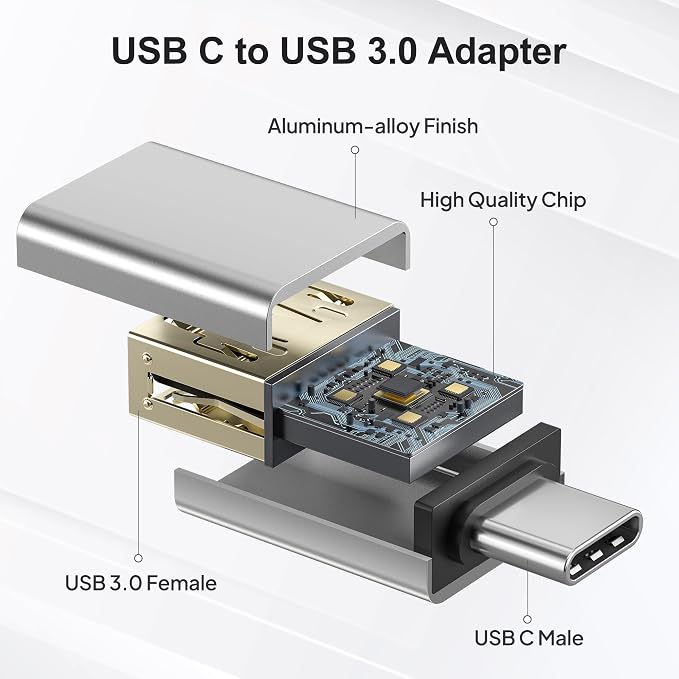 Elebase USB C Adapter for New iPhone 16 4Pack, USBC Male to USB 3.0 Female
