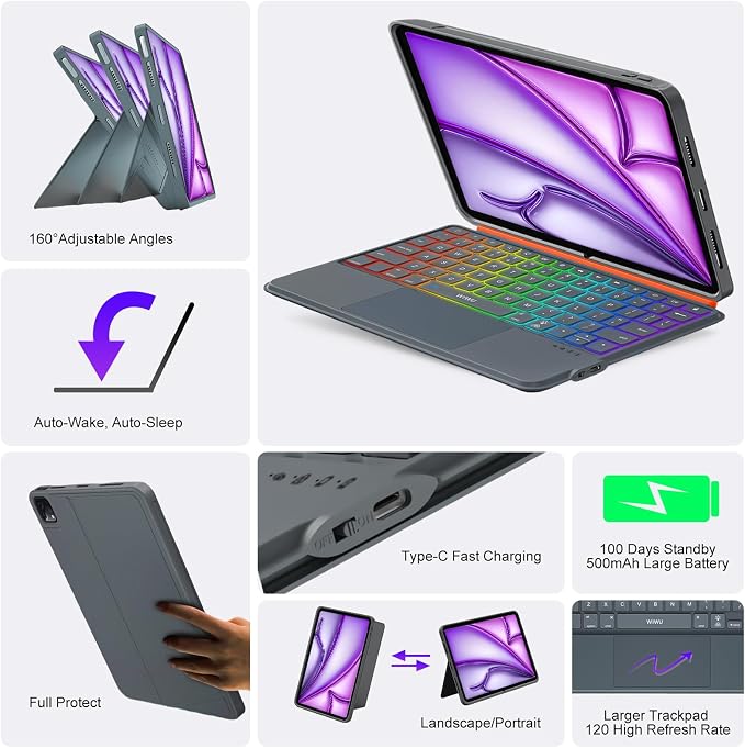 iPad Air 13 inch Case Keyboard, Wireless iPad Keyboard