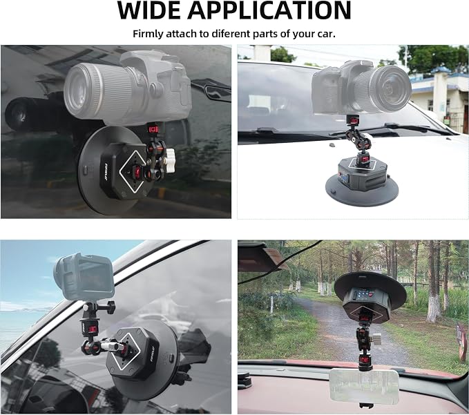 FIFIELD 6in Electric Auto Pump Suction Cup Camera Mount