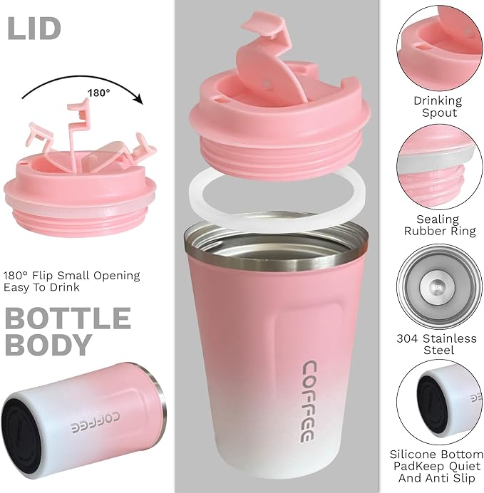 Insulated Travel Coffee Mug, Stainless Steel Coffee Cup