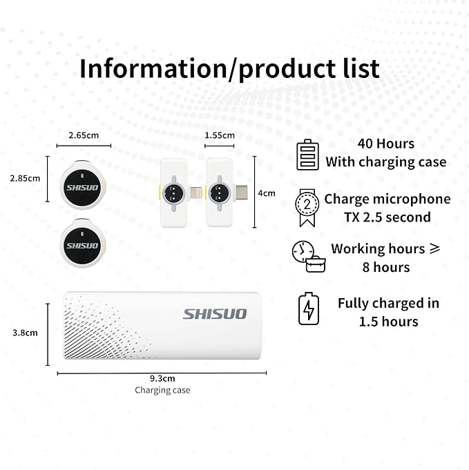 Wireless Lavalier Microphone for iPhone Android, Mini Clip-On Mic