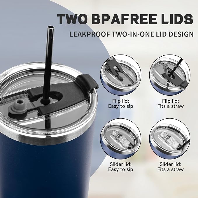 40 oz Tumbler with Lids and Straws, Stainless Steel Insulated Coffee Tumbler