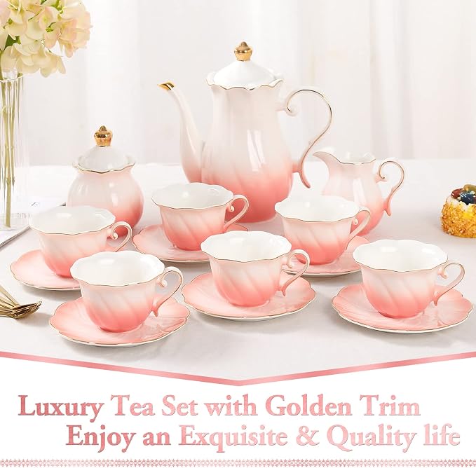 DUJUST 22 pcs Porcelain Tea Set