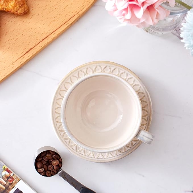 Coffeezone Vintage Design 12 oz Ceramic Latte Art Cappuccino Barista Cup