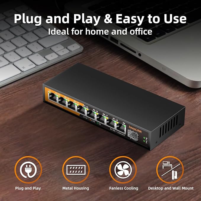 8 Port 2.5G Switch Unmanaged, Ethernet Switch