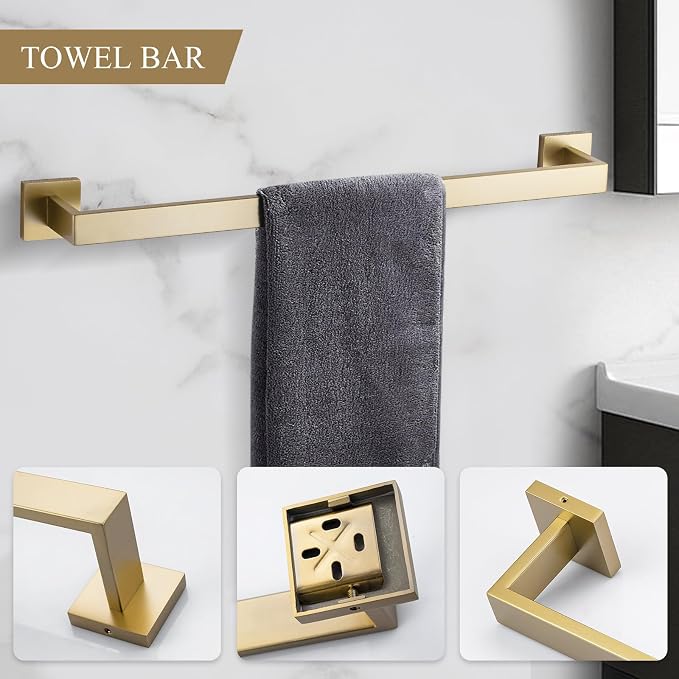Brushed Gold Bathroom Accessory Set 4-Pieces Bathroom Hardware