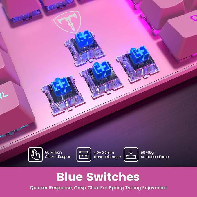 RisoPhy Mechanical Gaming Keyboard, RGB 104-Key Ultra-Slim Backlit USB Wired