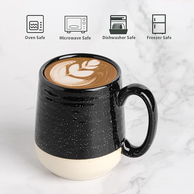 HASENSE Coffee Mugs Set of 4, 15 Ounce Ceramic Coffee Cups