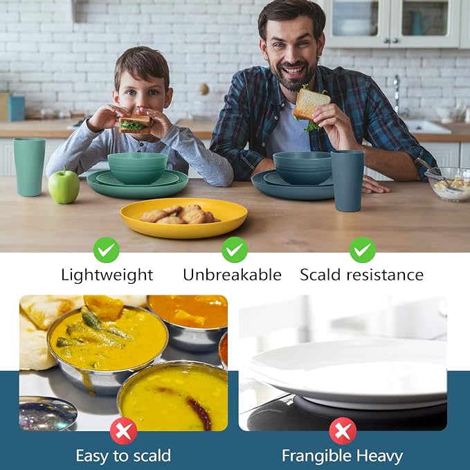 Teivio 32-Piece Plates and Bowls Sets