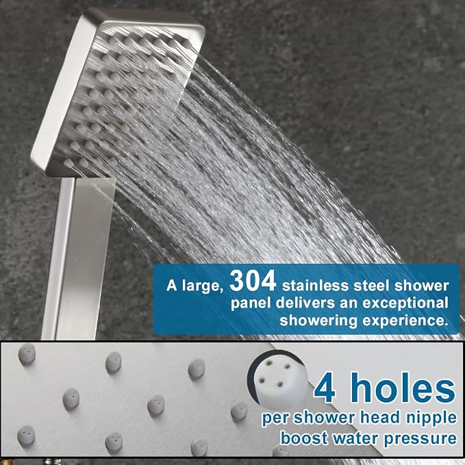 Shower Faucet Set Brushed Nickel Bathroom Rainfall Shower