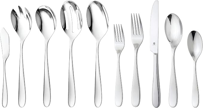 Silverware Set for 8 with Serving Utensils, 18/10 Stainless Steel Flatware