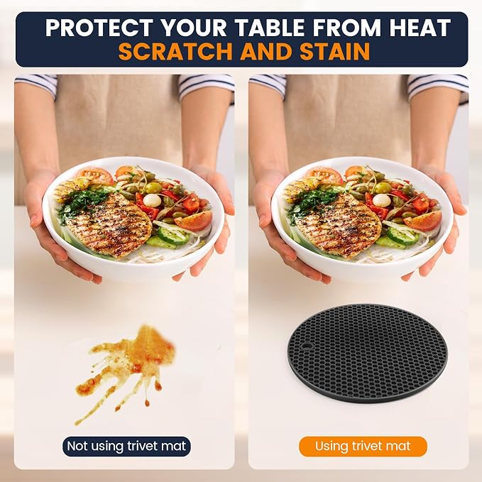 Silicone Trivet Mats 4 Heat Resistant Pot Holders Multipurpose Non-Slip Hot Pads