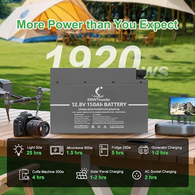 LiFePO4 Battery, 12V 150AH Lithium Battery
