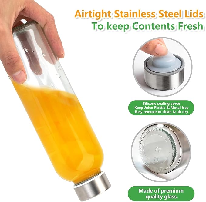 Zukro 18oz Glass Juice Bottles
