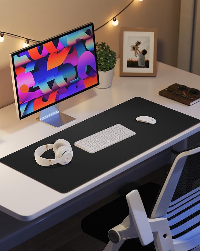 Leather Desk Pad Protector, Mouse Pad, Office Desk Mat, Non-Slip PU Leather