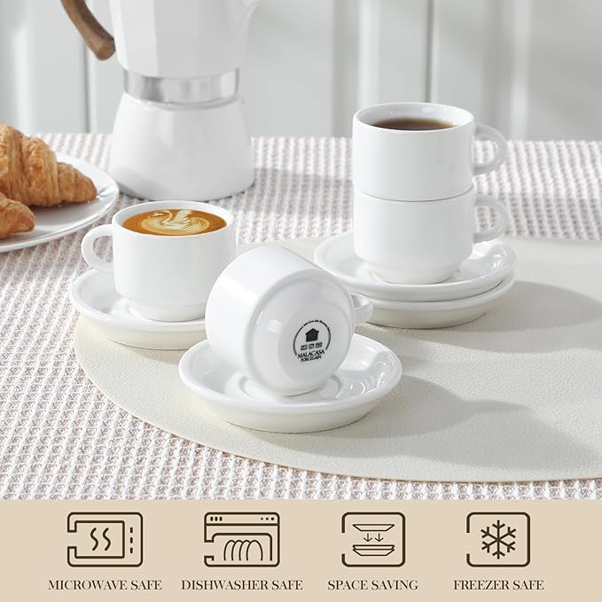MALACASA 2.5 OZ Porcelain Espresso Cups