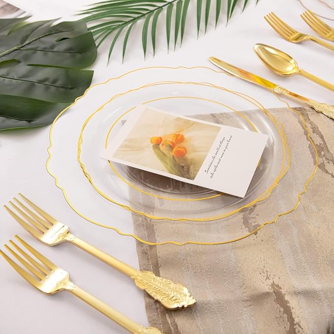 100pcs Clear Disposable Plastic Plates