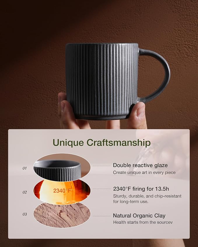 famiware Coffee Mug Set for 8, Star 12 oz Catering Mugs Cup Set