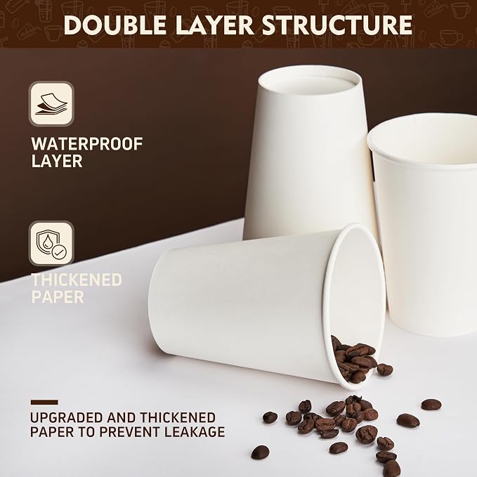 YEEHAW 16 oz 500 Pack White Disposable Paper Coffee Cups |