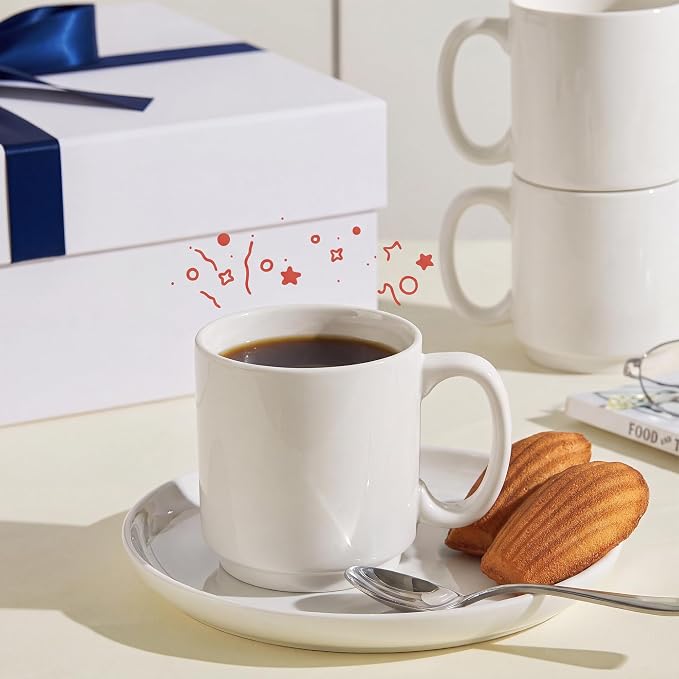 Sweese Stackable Coffee Mugs Set of 6, 16 Oz Large Porcelain Cups