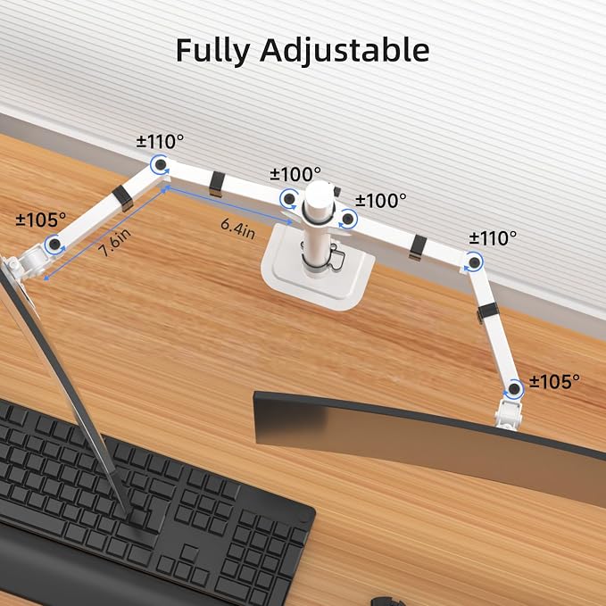 Suptek Dual Monitor Desk Mount, Adjustable Dual Monitor Arm