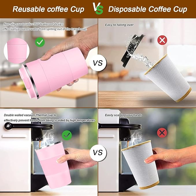 Insulated Travel Coffee Mug, Stainless Steel Coffee Cup