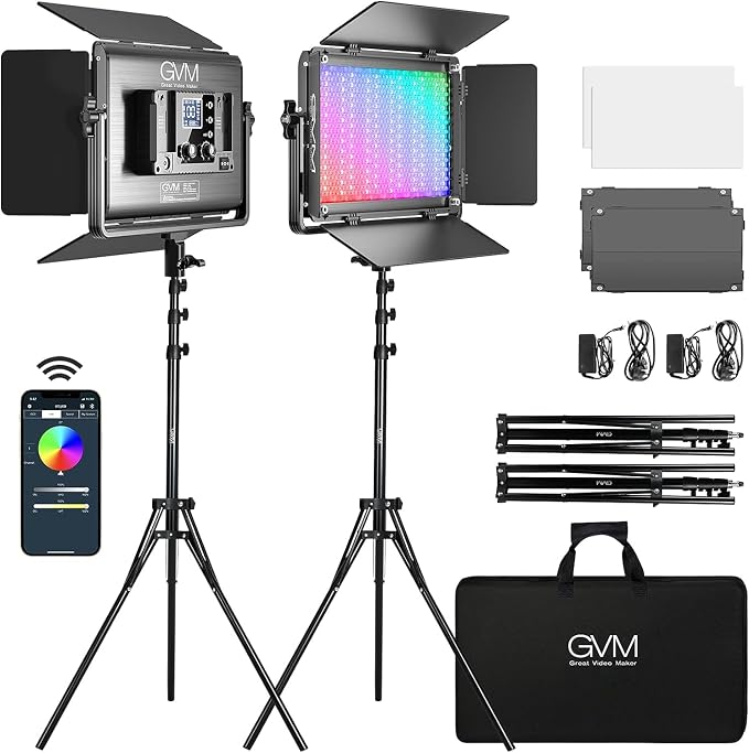 GVM 1300D RGB LED Video Light, 65W Video Lighting Kit