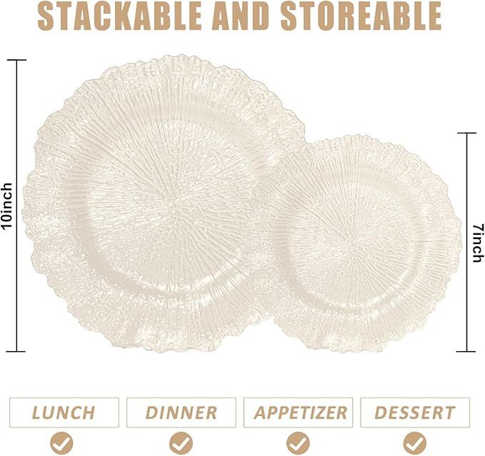 U-QE 60PCS Clear Coffee Plastic Plates